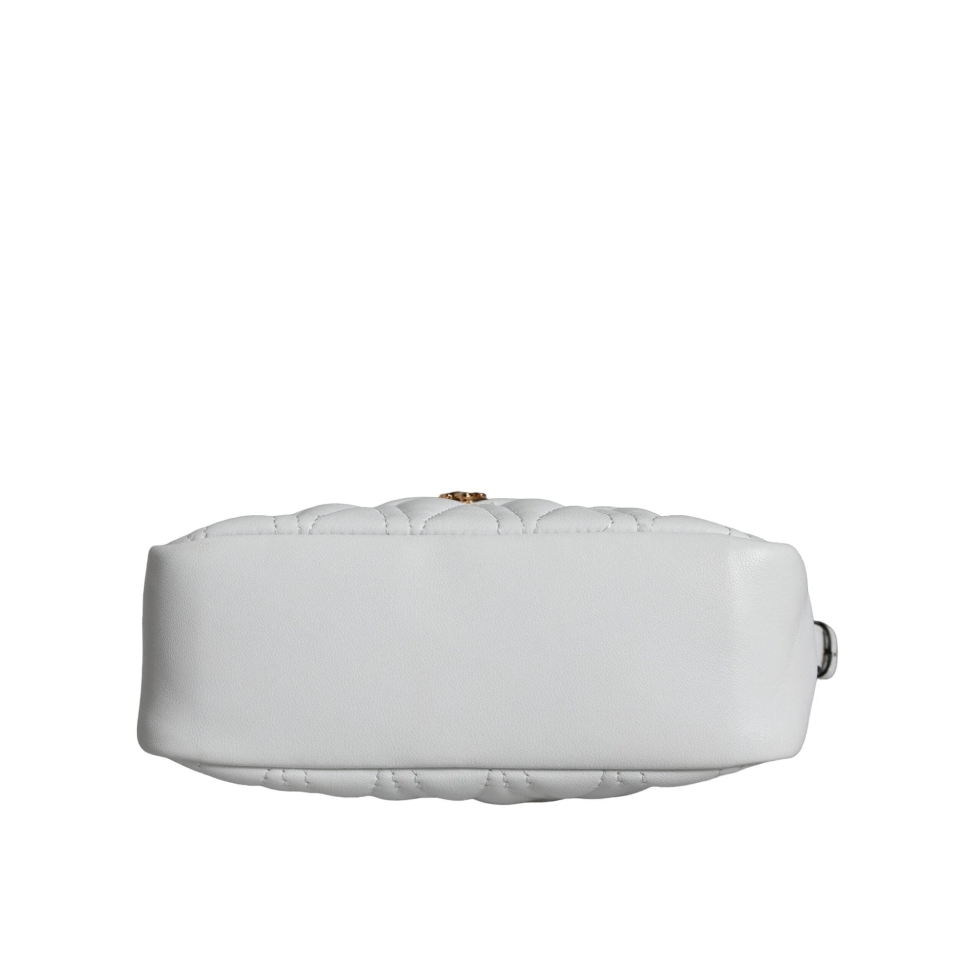 Versace White Quilted Nappa Leather Crossbody Shoulder Bag