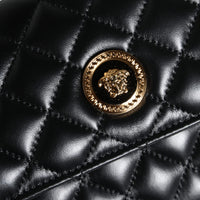 Versace Black Quilted Nappa Leather Crossbody Shoulder Bag