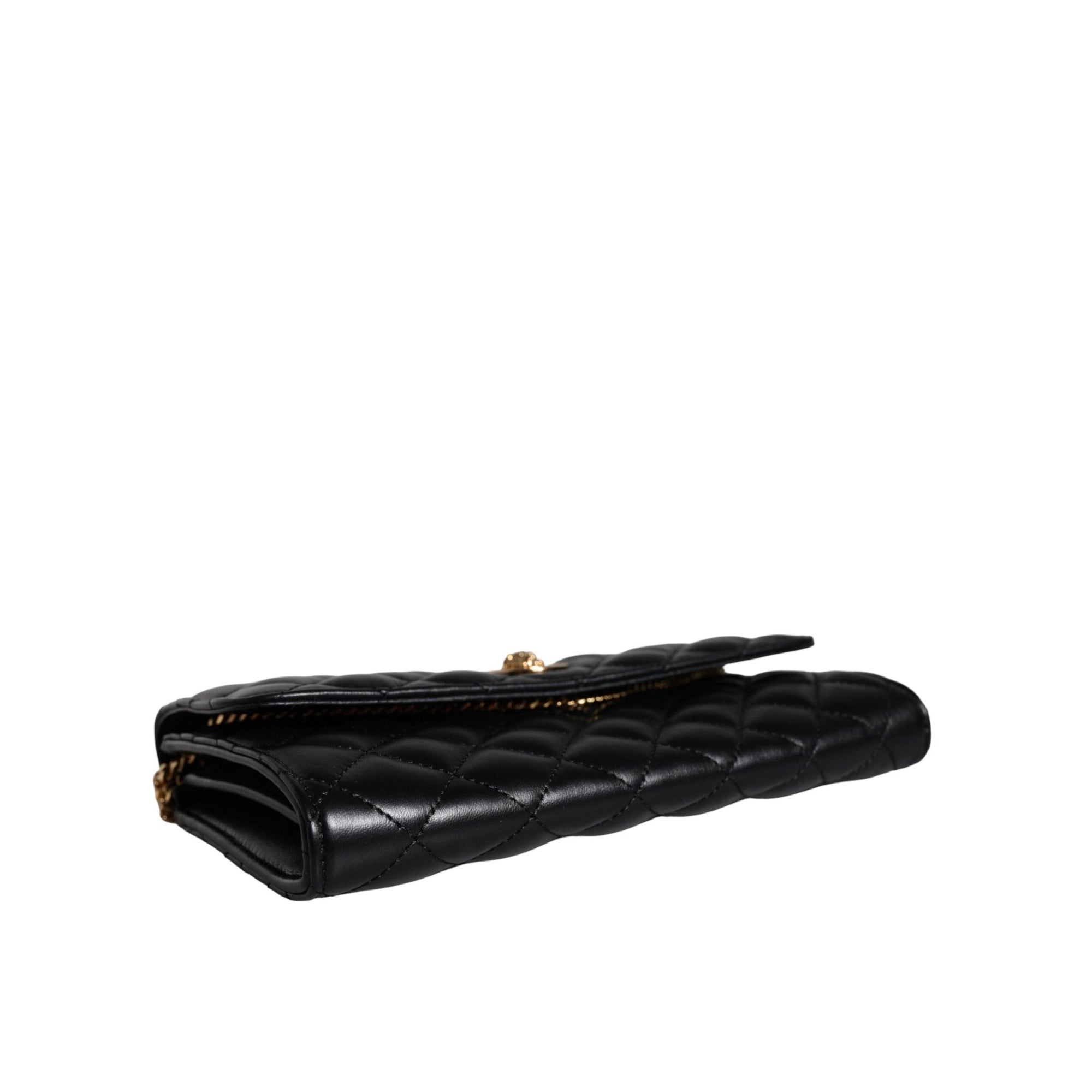 Versace Black Quilted Nappa Leather Crossbody Shoulder Bag