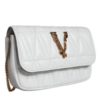 Versace White Quilted Nappa Leather Crossbody Shoulder Bag