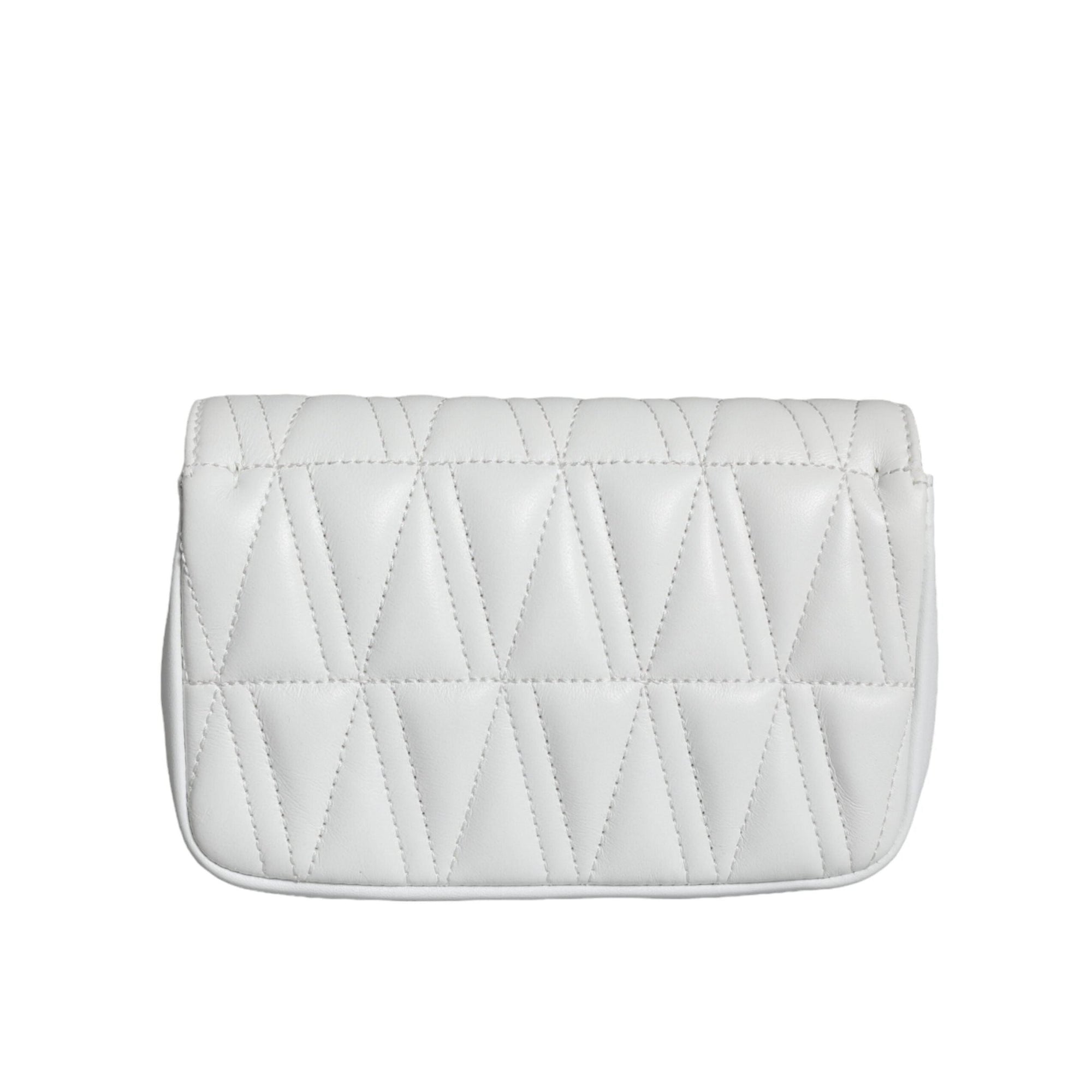 Versace White Quilted Nappa Leather Crossbody Shoulder Bag