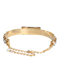 Dolce & Gabbana Gold Tone Crystal Embellished Women Waist Chain Belt