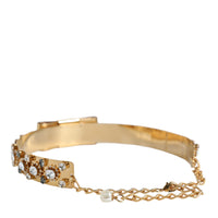 Dolce & Gabbana Gold Tone Crystal Embellished Women Waist Chain Belt