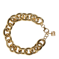 Dolce & Gabbana Gold Tone Brass Maxi Chain Lobster Clasp Logo Bracelet