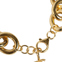 Dolce & Gabbana Gold Tone Brass Maxi Chain Lobster Clasp Logo Bracelet