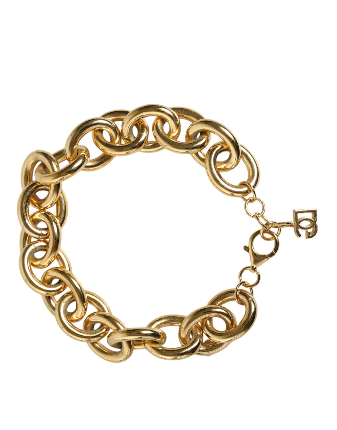 Dolce & Gabbana Gold Tone Brass Maxi Chain Lobster Clasp Logo Bracelet