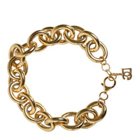 Dolce & Gabbana Gold Tone Brass Maxi Chain Lobster Clasp Logo Bracelet