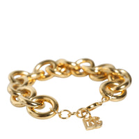 Dolce & Gabbana Gold Tone Brass Maxi Chain Lobster Clasp Logo Bracelet