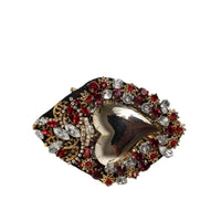 Dolce & Gabbana Gold Tone Brass Sacred Heart Crystal Embellished Brooch