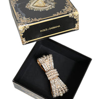 Dolce & Gabbana Gold Tone Brass Bow Crystal FauxPearl Embellished Brooch