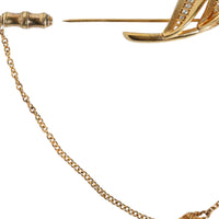 Dolce & Gabbana Gold Tone 925 Sterling Silver Leaf Crystal Chain Brooch