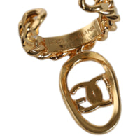 Dolce & Gabbana Gold Plated Open DG Logo Curb Chain Ring