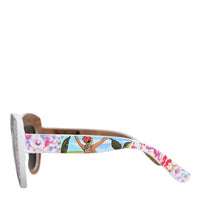 Dolce & Gabbana Multicolor Wood Crystal Brass Frame Floral Hand Paint Sunglasses