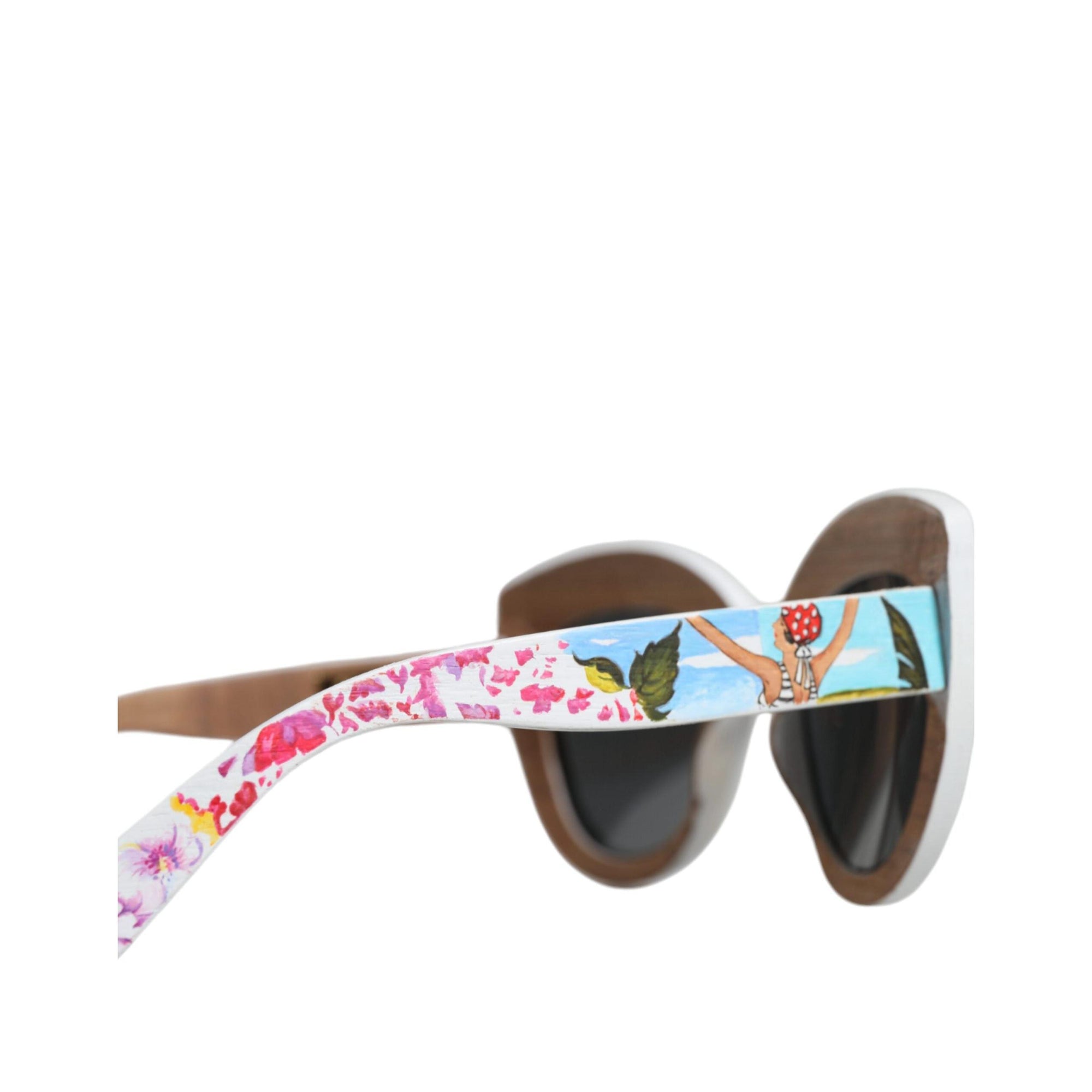 Dolce &amp; Gabbana Multicolor Wood Crystal Brass Frame Floral Hand Paint Sunglasses