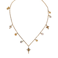 Dolce & Gabbana Gold Tone Brass Chain Religious Cross Pendant Necklace