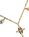 Dolce & Gabbana Gold Tone Brass Chain Religious Cross Pendant Necklace
