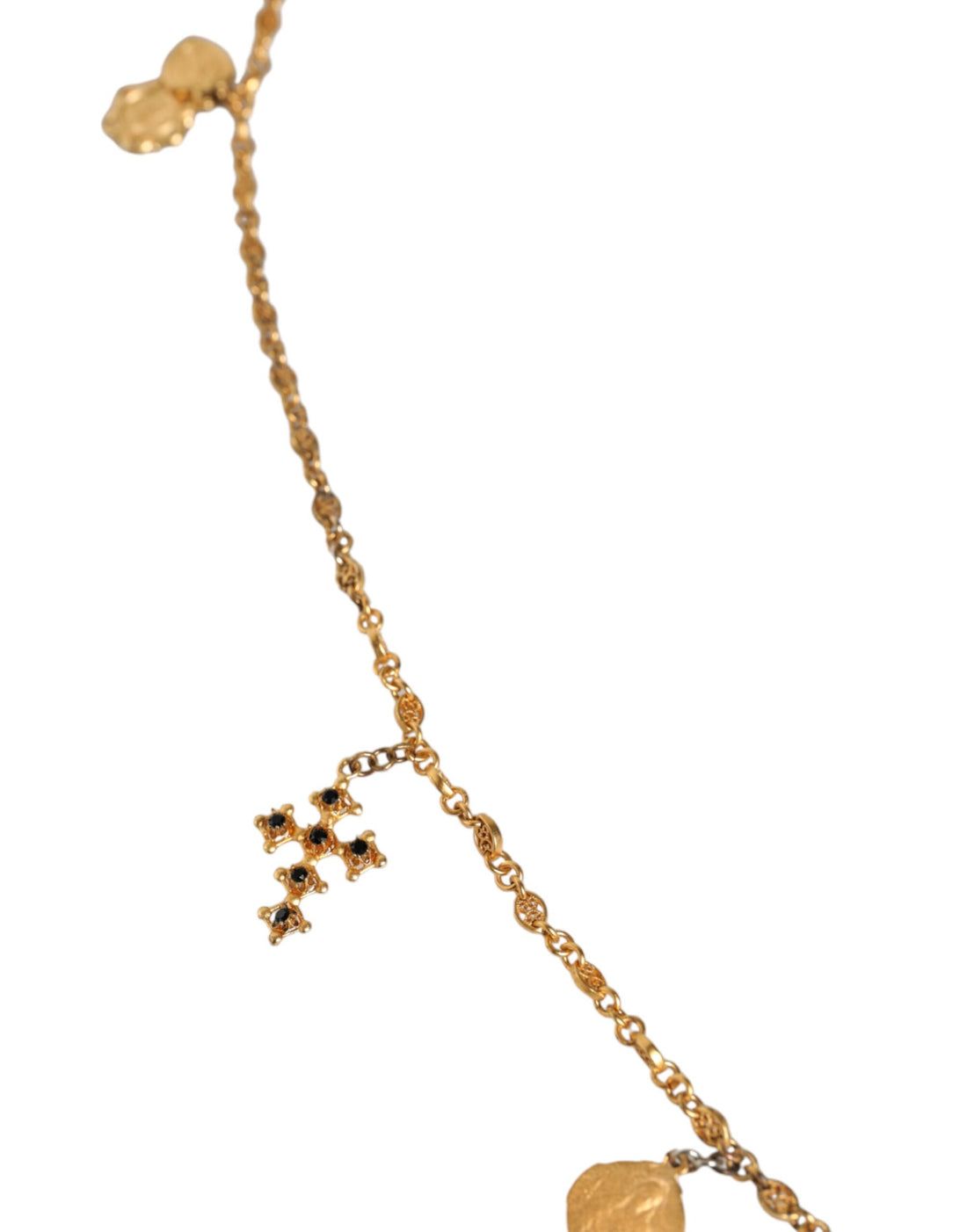 Dolce & Gabbana Gold Tone Brass Chain Religious Cross Pendant Necklace