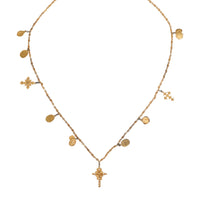 Dolce & Gabbana Gold Tone Brass Chain Religious Cross Pendant Necklace