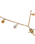 Dolce & Gabbana Gold Tone Brass Chain Religious Cross Pendant Necklace