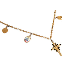 Dolce & Gabbana Gold Tone Brass Chain Religious Cross Pendant Necklace