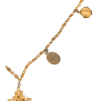 Dolce & Gabbana Gold Tone Brass Chain Religious Cross Pendant Necklace