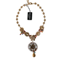 Dolce & Gabbana Gold Tone Brass Embellished Ball Chain Statement Necklace