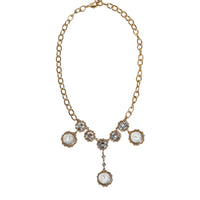 Dolce & Gabbana Gold Chain Brass Crystal Clock Statement Necklace