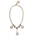Dolce & Gabbana Gold Chain Brass Crystal Clock Statement Necklace
