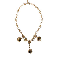 Dolce & Gabbana Gold Chain Brass Crystal Clock Statement Necklace