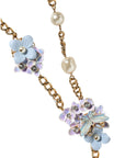 Dolce & Gabbana Gold Chain Brass Floral Layered Crystal Pearl Necklace
