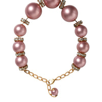 Dolce & Gabbana Pink Maxi Faux Pearl Beads Crystals Gold Chain Necklace