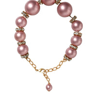 Dolce & Gabbana Pink Maxi Faux Pearl Beads Crystals Gold Chain Necklace