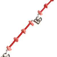 Dolce & Gabbana Silver Tone Brass Beaded Resin DG Logo Chain Necklace