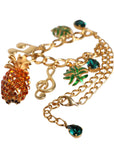 Dolce & Gabbana Gold Tone Brass Chain Pineapple Crystal Musical Necklace