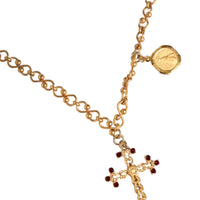 Dolce & Gabbana Gold Tone Brass Chain Religious Cross Pendant Necklace