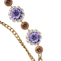 Dolce & Gabbana Gold Tone Floral Crystals Embellished Layered Necklace