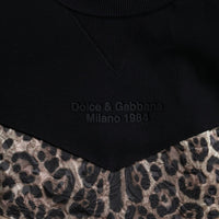 Dolce & Gabbana Black Leopard Crew Neck Sweatshirt Sweater