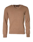 Dolce & Gabbana Brown Cashmere Knit V-neck Pullover Sweater