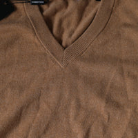 Dolce & Gabbana Brown Cashmere Knit V-neck Pullover Sweater