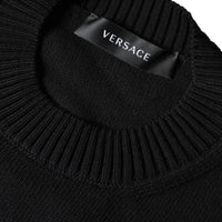 Versace Black Medusa Embroidery Crew Neck Pullover Sweater