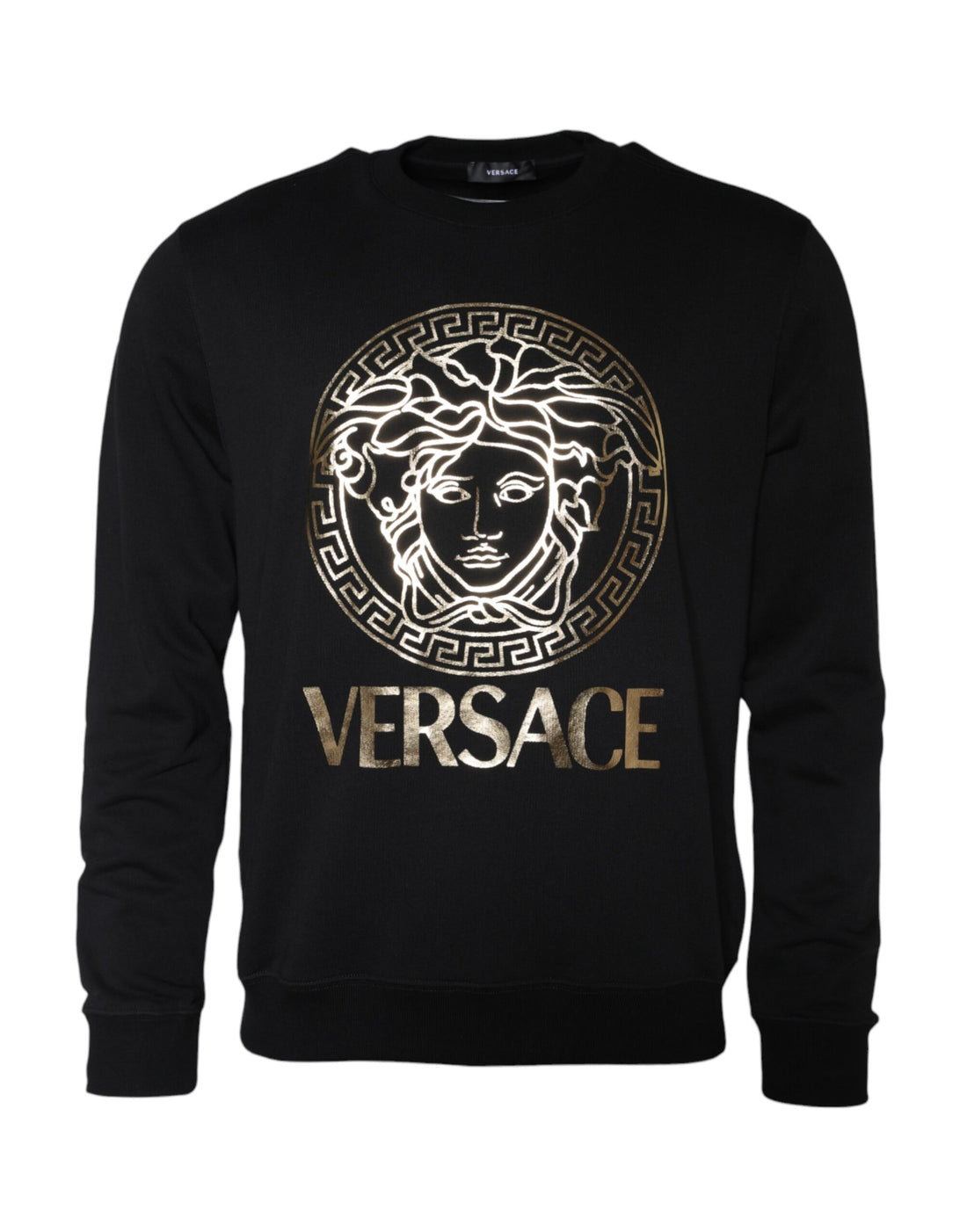 Versace Black Medusa Fleece Cotton Crew Neck Sweatshirt Sweater