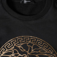 Versace Black Medusa Fleece Cotton Crew Neck Sweatshirt Sweater