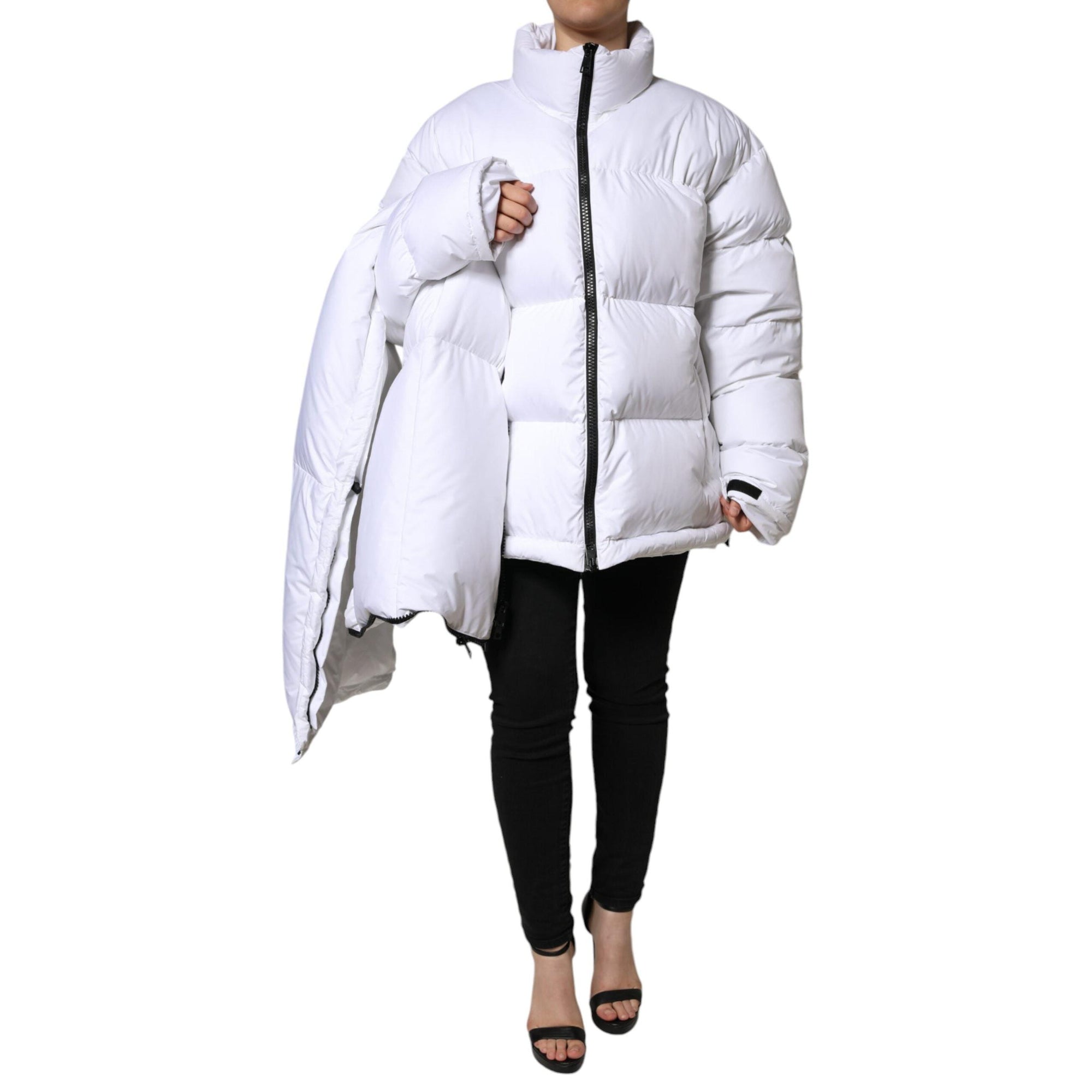 Dolce &amp; Gabbana White Puffer Quilted Full Zip Coat Jacket