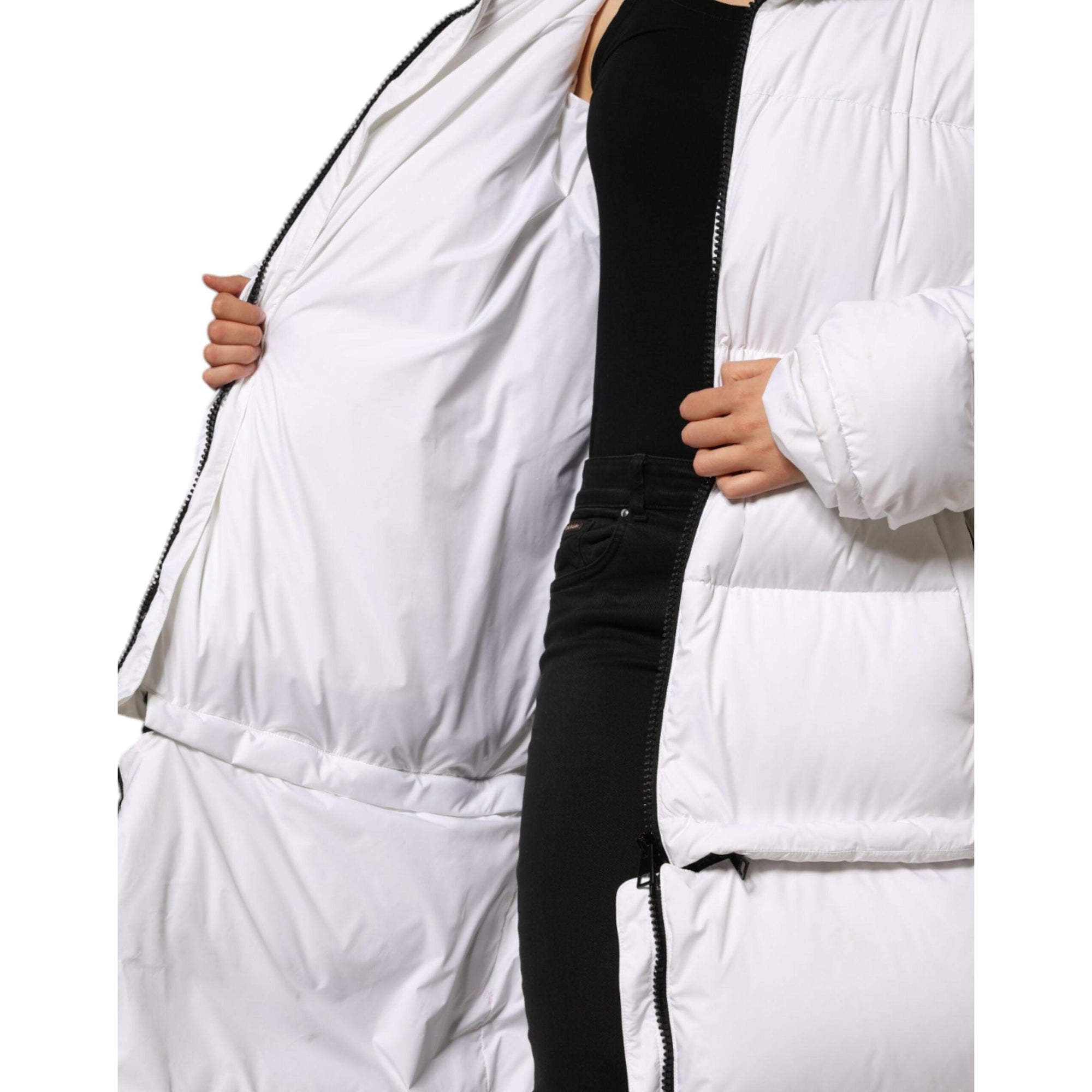 Dolce &amp; Gabbana White Puffer Quilted Full Zip Coat Jacket