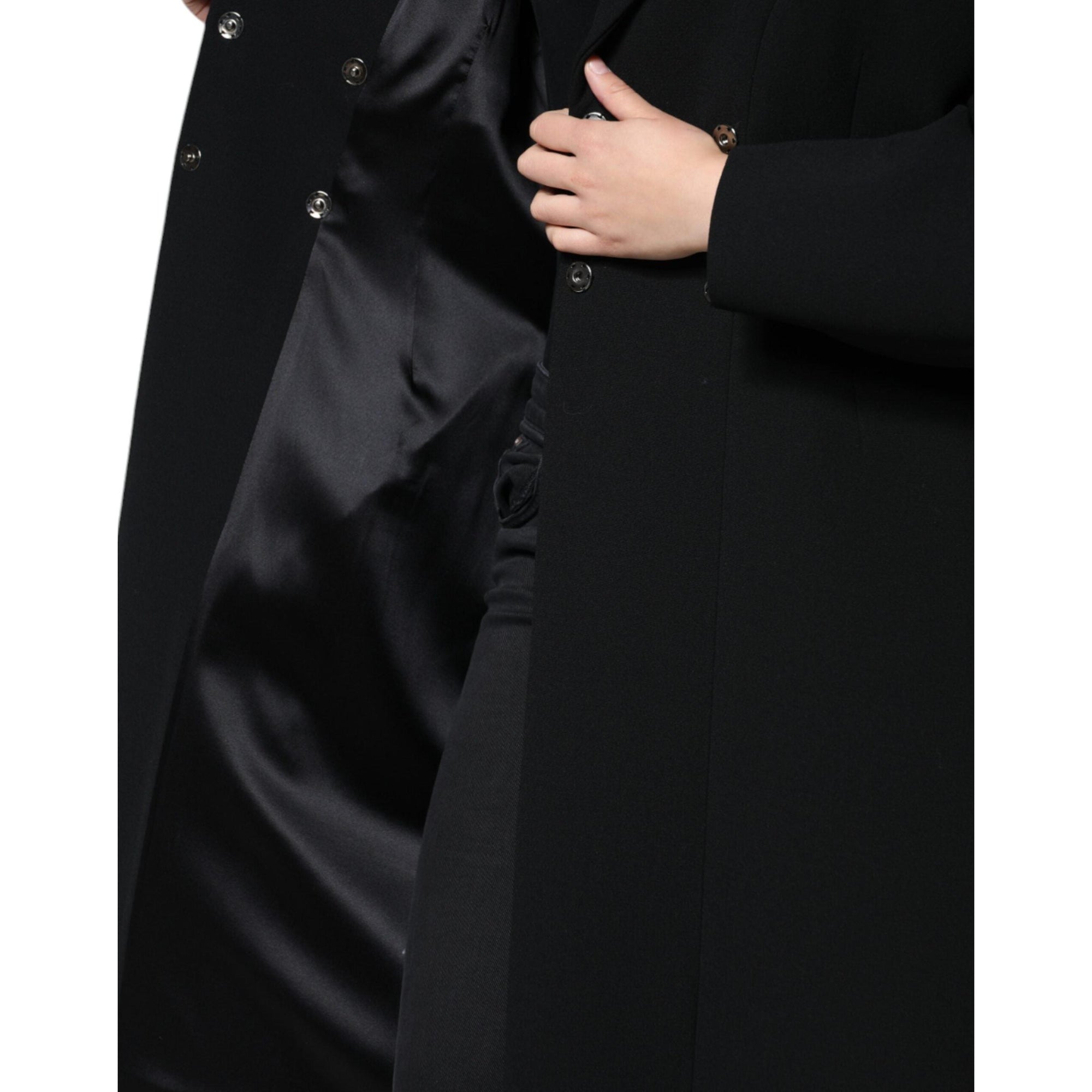 Dolce &amp; Gabbana Black Double Breasted Trench Coat Jacket