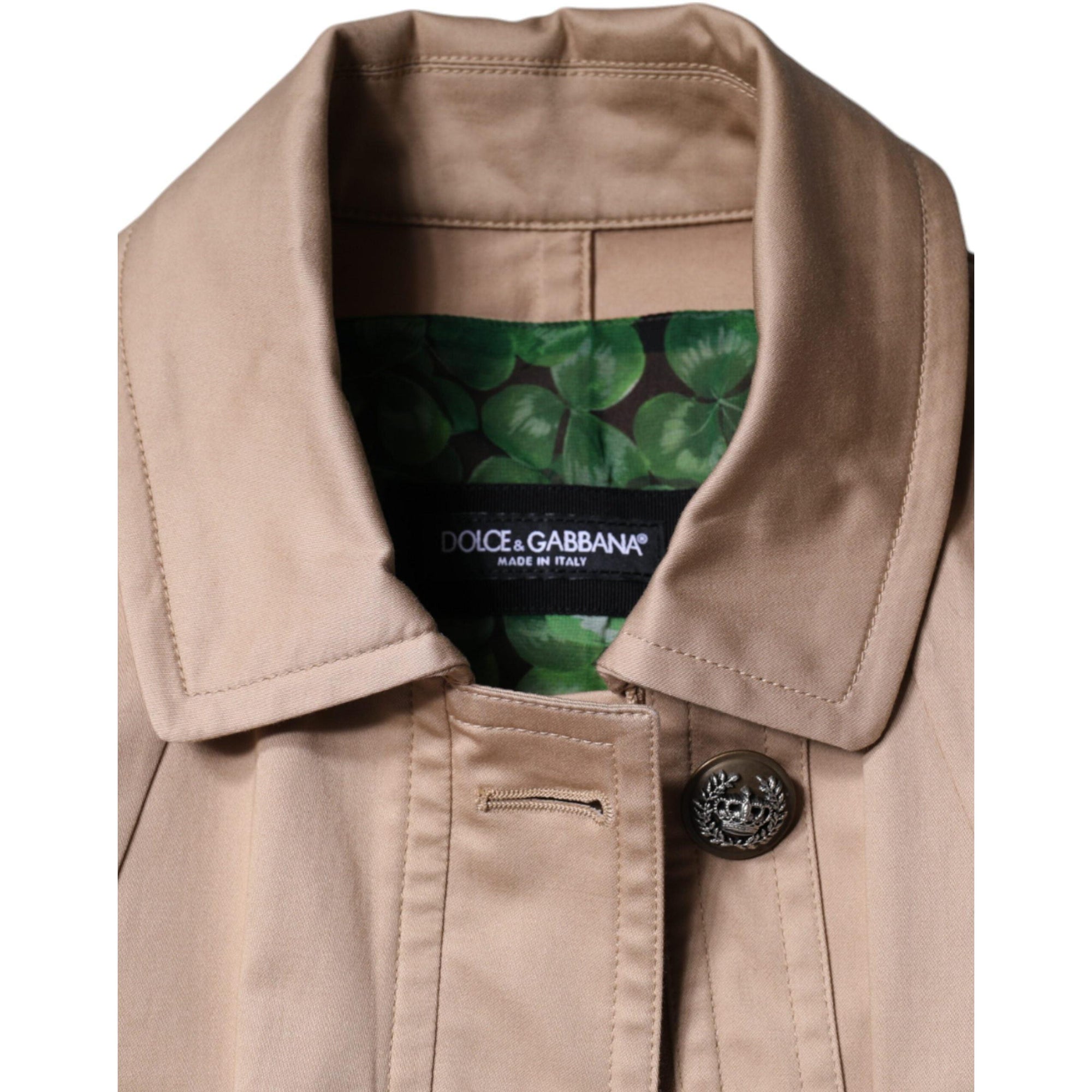 Dolce &amp; Gabbana Beige Cotton Long Sleeve Collared Coat Jacket