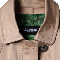 Dolce & Gabbana Beige Cotton Long Sleeve Collared Coat Jacket