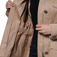 Dolce & Gabbana Beige Cotton Long Sleeve Collared Coat Jacket