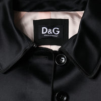 Dolce & Gabbana Black Polyester Organza Belted Coat Jacket