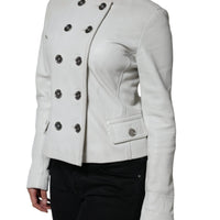 Dolce & Gabbana White Double Breasted Blazer Coat Jacket